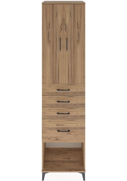 Hyperion Dolap 3 Raflı 4 Çekmeceli 2 Kapaklı 60X44X243 Çam-Çam