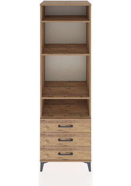 Hyperion Dolap 4 Raflı 3 Çekmeceli 60X44X195 Çam-Çam