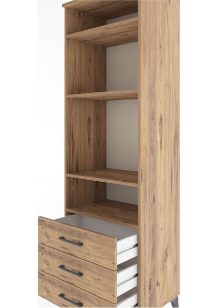 Hyperion Dolap 4 Raflı 3 Çekmeceli 60X44X195 Çam-Çam indirimleri