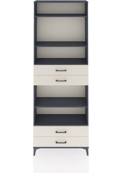 Arges Dolap 5 Raflı 4 Çekmeceli 88X30X243 Antrasit-Aytaşı