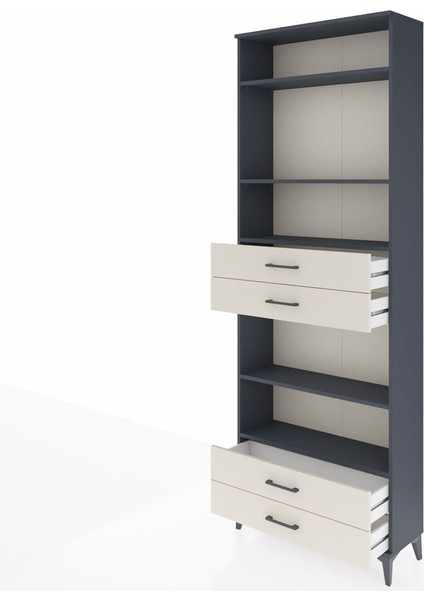 Arges Dolap 5 Raflı 4 Çekmeceli 88X30X243 Antrasit-Aytaşı fırsatları