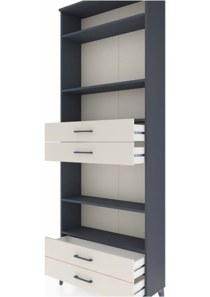 Arges Dolap 5 Raflı 4 Çekmeceli 88X30X243 Antrasit-Aytaşı indirimleri