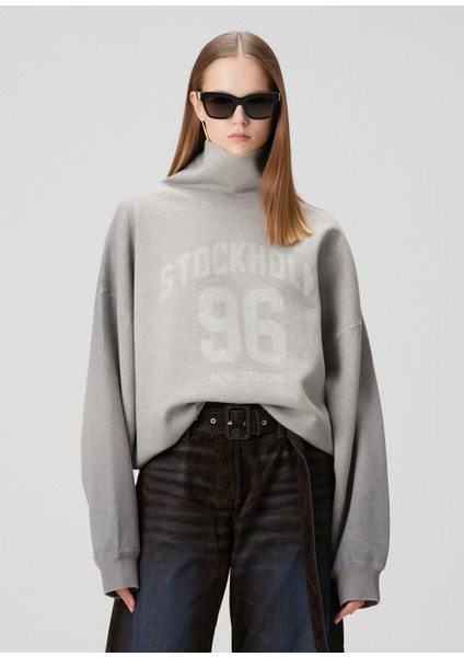 Gri Baskılı Sweatshirt