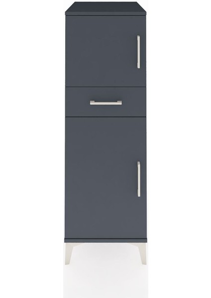 Kronos Dolap 2 Raflı Tek Çekmeceli 2 Kapaklı 44X59X134 Antrasit-Antrasit