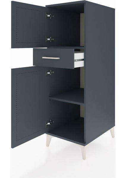 Kronos Dolap 2 Raflı Tek Çekmeceli 2 Kapaklı 44X59X134 Antrasit-Antrasit fırsatları