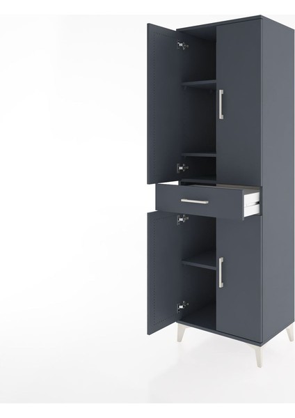 Hyperion Dolap 4 Raflı Tek Çekmeceli 4 Kapaklı 60X44X195 Antrasit-Antrasit fırsatları