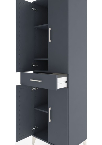 Hyperion Dolap 4 Raflı Tek Çekmeceli 4 Kapaklı 60X44X195 Antrasit-Antrasit indirimleri