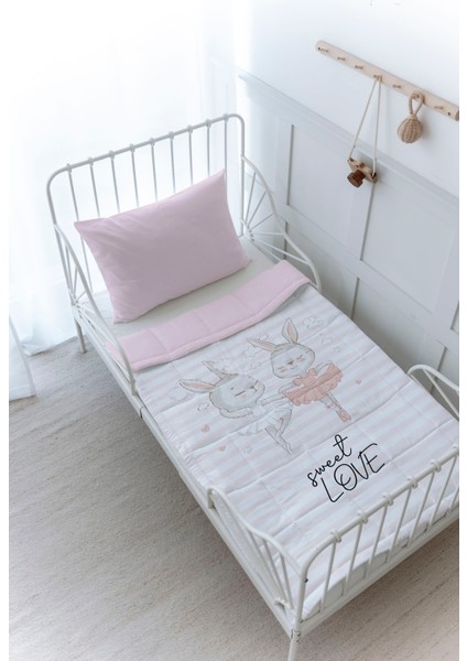 Organik Baskılı Bebek (100X150 Cm) Yorgan Seti - Iconic Serisi - Balerin Tavşanlar