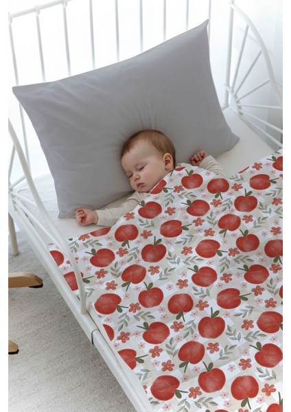 Organik Baskılı Bebek (100X150 Cm) Yorgan Seti - Iconic Serisi - Red Apples fiyatları