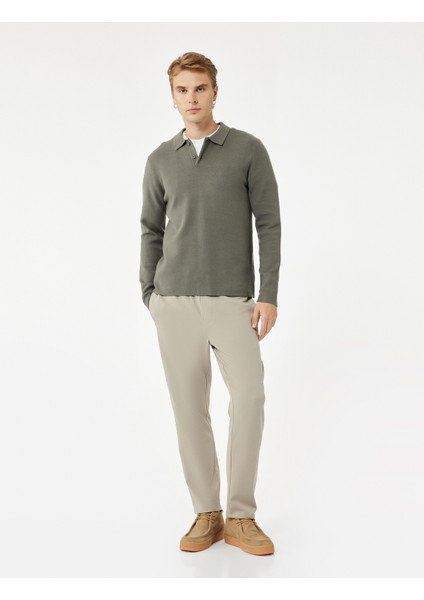 Uzun Kollu Düğmeli Polo Yaka Triko Kazak fiyatları