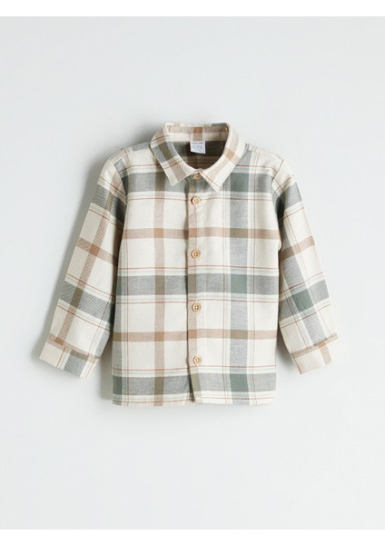 Yeni Sezon Uzun Kollu Ekose Desenli Erkek Bebek Gömlek