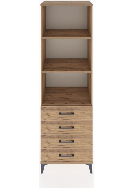 Hyperion Dolap 3 Raflı 4 Çekmeceli 60X44X195 Çam-Çam