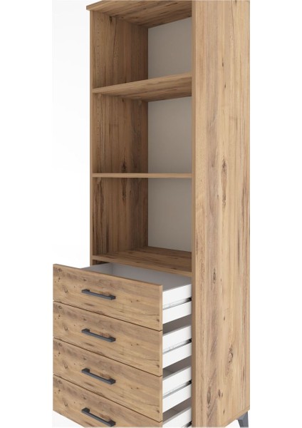 Hyperion Dolap 3 Raflı 4 Çekmeceli 60X44X195 Çam-Çam indirimleri