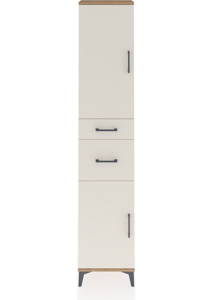 Arges Dolap 4 Raflı 2 Çekmeceli 2 Kapaklı 44X30X221 Çam-Aytaşı