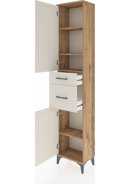 Arges Dolap 4 Raflı 2 Çekmeceli 2 Kapaklı 44X30X221 Çam-Aytaşı fırsatları