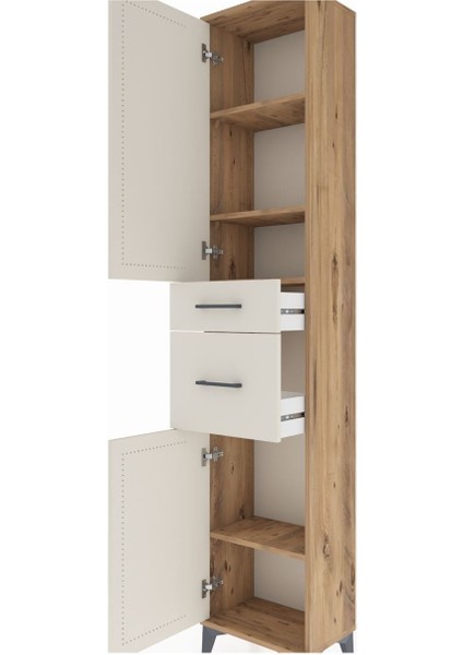 Arges Dolap 4 Raflı 2 Çekmeceli 2 Kapaklı 44X30X221 Çam-Aytaşı indirimleri