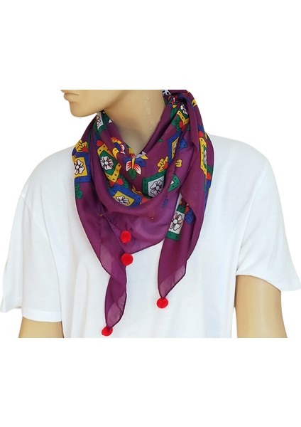 Kırmızı Ponponlu Çengelköy Otantik Yazma Fular Eşarp fiyatları