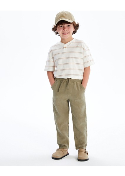 Yeni Sezon Standart Kalıp Bağcıklı Erkek Bebek Pantolon