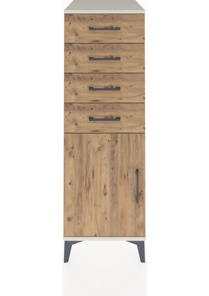Kronos Dolap Tek Raflı 4 Çekmeceli Tek Kapaklı 44X59X134 Aytaşı-Çam