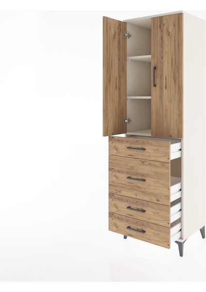 Hyperion Dolap 3 Raflı 4 Çekmeceli 2 Kapaklı 60X44X195 Aytaşı-Çam fırsatları