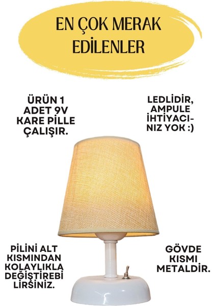 Krem Renkli Kablosuz Masa Lambası, Cafe ve Restoran Dekorasyonuna Uygun Pilli Abajur fiyatları