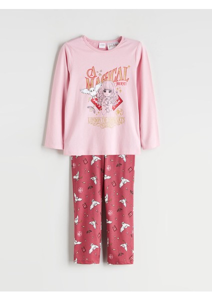 Yeni Sezon Bisiklet Yaka Harry Potter Baskılı Kız Çocuk Pijama Takımı