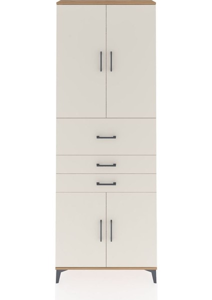 Arges Dolap 4 Raflı 3 Çekmeceli 4 Kapaklı 88X30X243 Çam-Aytaşı