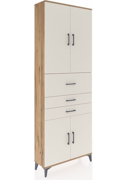 Arges Dolap 4 Raflı 3 Çekmeceli 4 Kapaklı 88X30X243 Çam-Aytaşı fiyatları