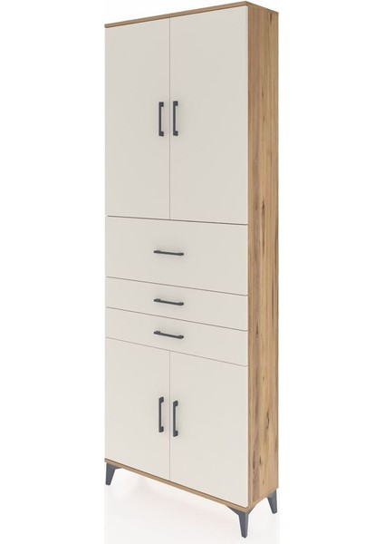 Arges Dolap 4 Raflı 3 Çekmeceli 4 Kapaklı 88X30X243 Çam-Aytaşı modelleri