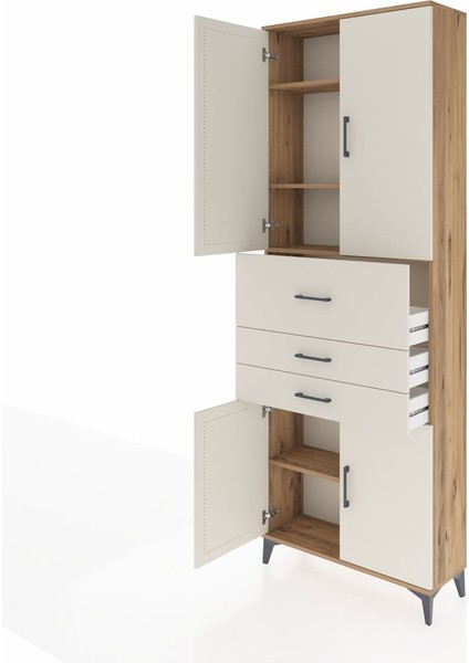 Arges Dolap 4 Raflı 3 Çekmeceli 4 Kapaklı 88X30X243 Çam-Aytaşı fırsatları