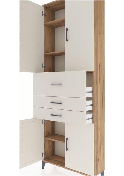Arges Dolap 4 Raflı 3 Çekmeceli 4 Kapaklı 88X30X243 Çam-Aytaşı indirimleri