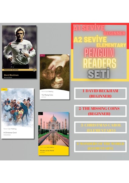 Davıd Beckham-The Mıssıng Coıns-A Chrıstmas Carol-Wonders Of The World (A1 ve A2 Seviye Ingilizce Hikaye Seti)