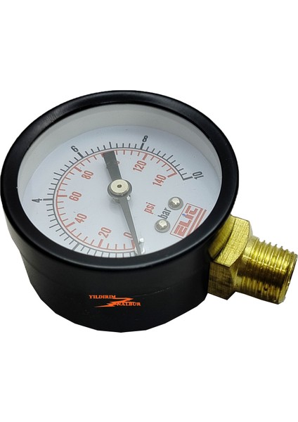 Su Basınç Saati Bar Saati 1/4 Manometre Tanzik Düşürücü Saati 10 Bar