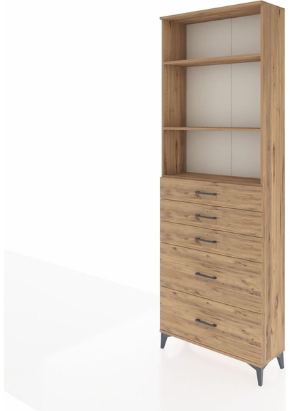 Arges Dolap 3 Raflı 5 Çekmeceli 88X30X243 Çam-Çam modelleri