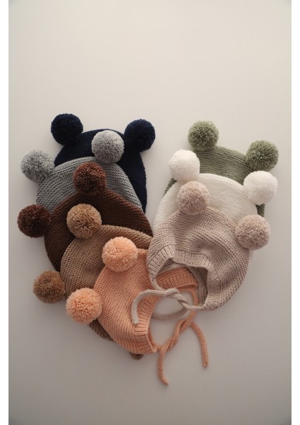 Ponponlu El Örgüsü Unisex Bebek/çocuk Bere modelleri