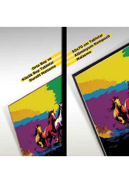 “özgürlüğün Renkleri 2 – Koşan Atlar Temalı Dekoratif Tablo” modelleri