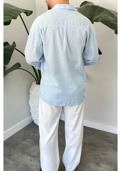 Bayaygün 1050 Keten Uzun Kol Gömlek _buz Mavi modelleri