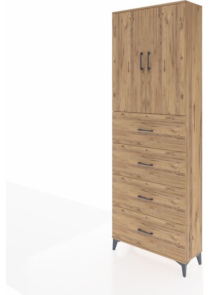 Arges Dolap 3 Raflı 4 Çekmeceli 2 Kapaklı 88X30X243 Çam-Çam modelleri