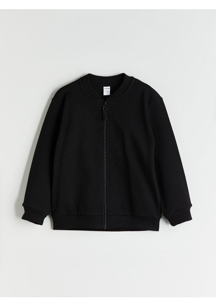 Yeni Sezon Kolej Yaka Uzun Kollu Basic Erkek Çocuk Fermuarlı Sweatshirt