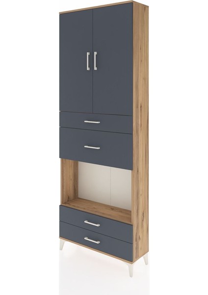 Arges Dolap 4 Raflı 4 Çekmeceli 2 Kapaklı 88X30X243 Çam-Antrasit modelleri