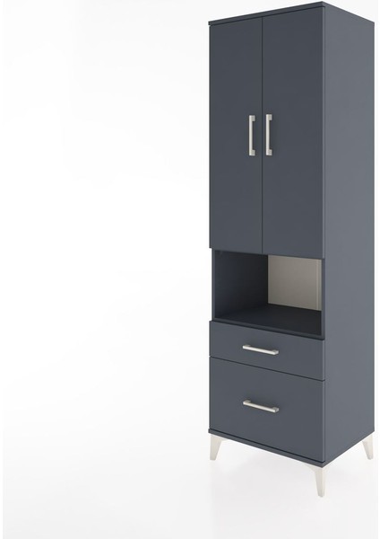 Hyperion Dolap 4 Raflı 2 Çekmeceli 2 Kapaklı 60X44X195 Antrasit-Antrasit modelleri