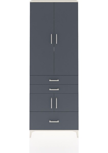 Arges Dolap 4 Raflı 3 Çekmeceli 4 Kapaklı 88X30X243 Aytaşı-Antrasit