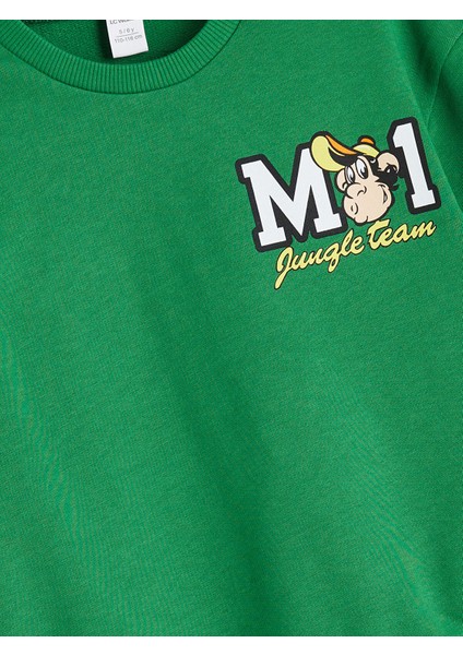 Yeni Sezon Bisiklet Yaka Nostaljik Maymun Baskılı Erkek Çocuk Sweatshirt modelleri