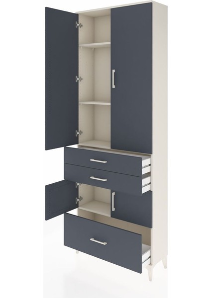 Arges Dolap 4 Raflı 3 Çekmeceli 4 Kapaklı 88X30X243 Aytaşı-Antrasit fırsatları