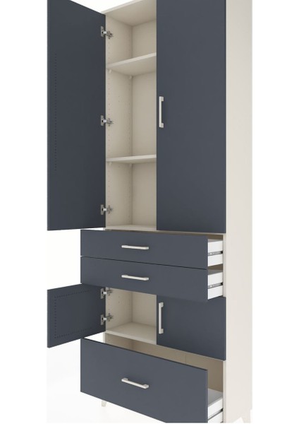 Arges Dolap 4 Raflı 3 Çekmeceli 4 Kapaklı 88X30X243 Aytaşı-Antrasit indirimleri