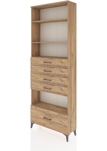 Arges Dolap 4 Raflı 5 Çekmeceli 88X30X243 Çam-Çam modelleri