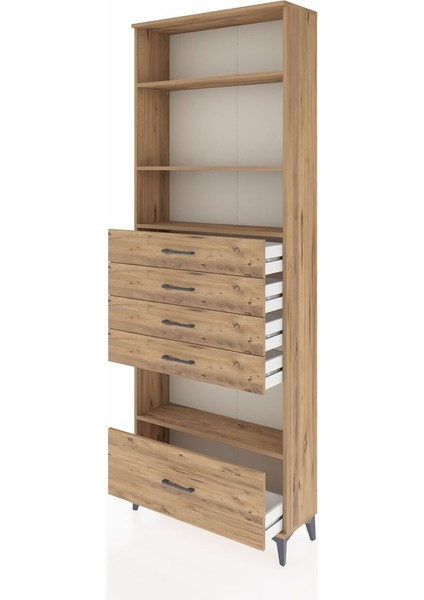 Arges Dolap 4 Raflı 5 Çekmeceli 88X30X243 Çam-Çam fırsatları