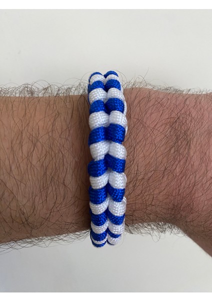 Beyaz Mavi Çift Yönlü Paracord Bileklik