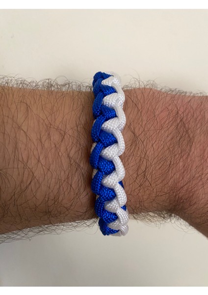 Beyaz Mavi Çift Yönlü Paracord Bileklik