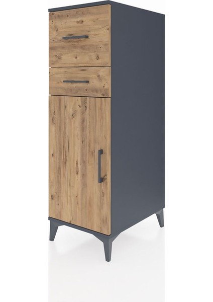 Kronos Dolap Tek Raflı 2 Çekmeceli Tek Kapaklı 44X59X134 Antrasit-Çam modelleri